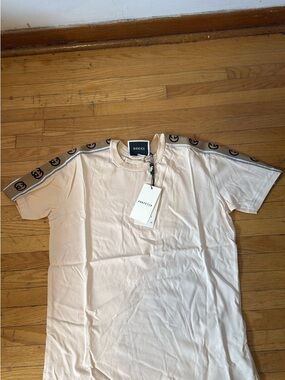 Gucci Cream Short-Sleeve Logo-Trim Tee